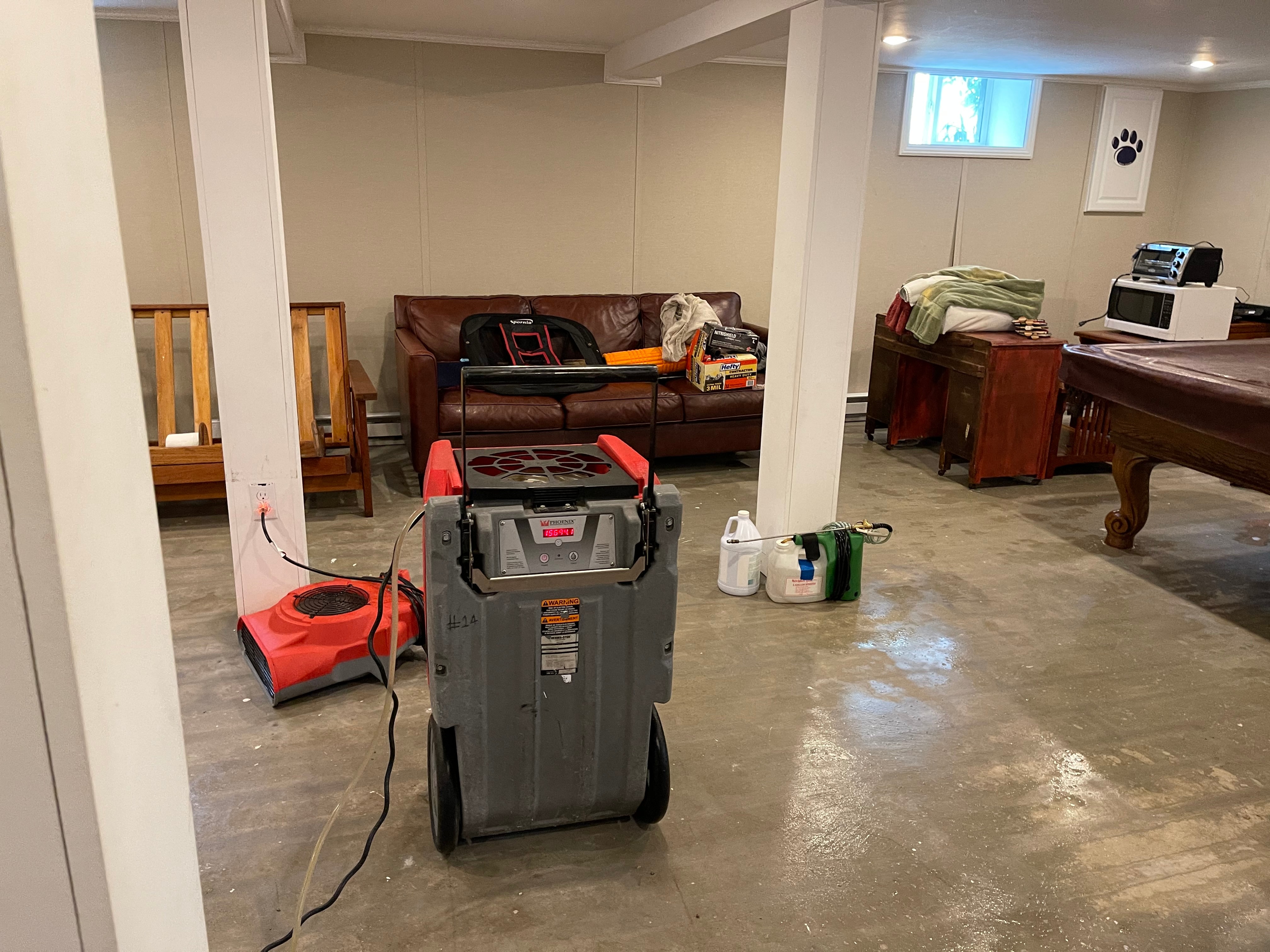 Water damage restoration - basement drying